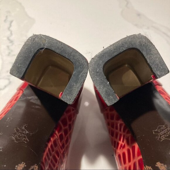 JOHN FLUEVOG Sz  9 Let Me Walk My Dreams Croc Skin Design U Shaped Heel Shoes - Picture 8 of 14